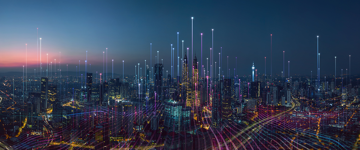 City skyline at night