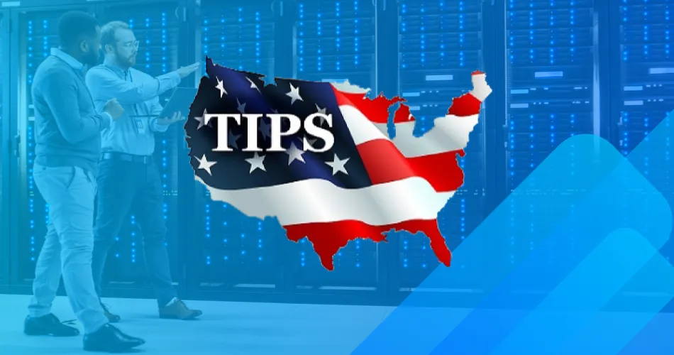 TIPS logo displayed over a datacenter background for LABUSA web and IT services award