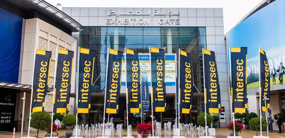 Country flags displayed at the Intersec Exhibit trade show