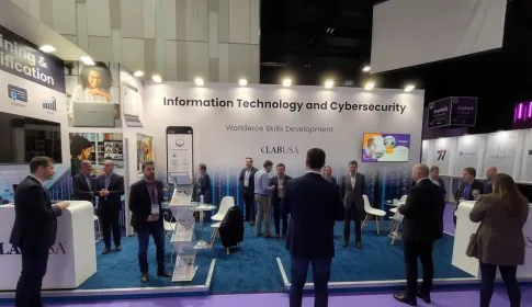 LABUSA trade show booth 2024 people in the area talking